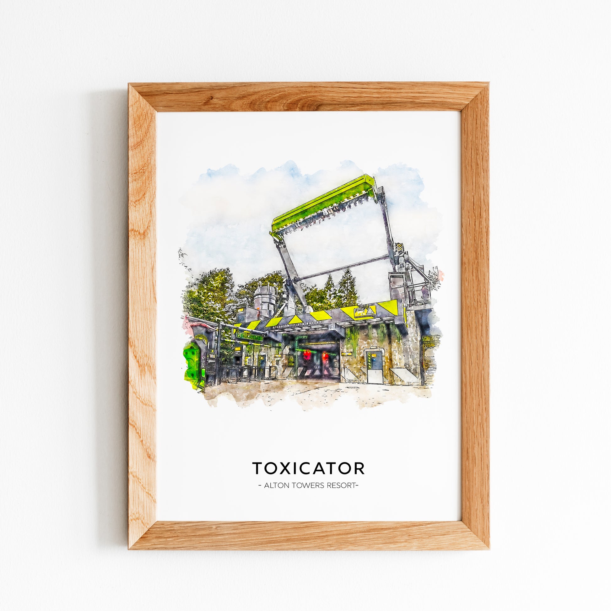 Framed artwork of the attraction 'Toxicator' at Alton Towers Resort