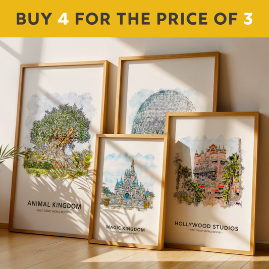 Walt Disney World 4 Park Art Print Bundle
